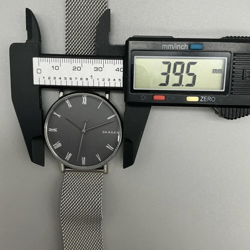 Skagen Signatur Mens Watch 40mm Gray Dial Mesh Stainless Steel New Battery